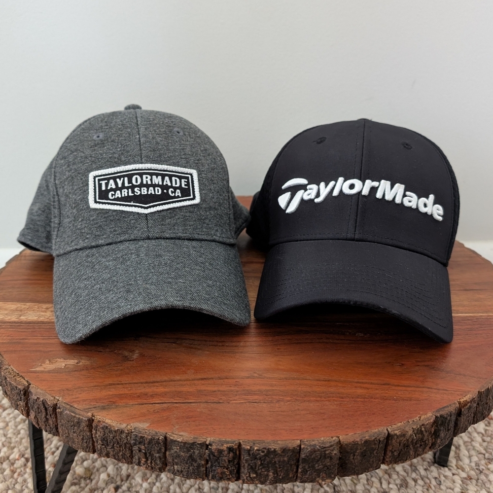 TaylorMade Men's‎ A-Flex Ball Caps Hats (2) Small/Medium Golf Gray Black
